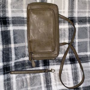 Brown leather shoulder bag